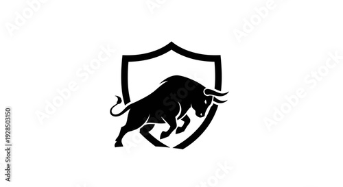 Dynamic Black Mane Lion Logo with Shield Emblem for Wildlife or Security Brand