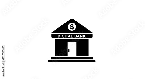 Digital Bank Icon Representing Virtual Financial Institution