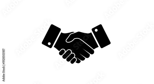 Black and White Handshake Symbol for Agreement and Trust