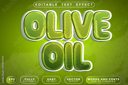 Olive Oil Natural Fresh Vector Fully Editable Smart Object Text Effect