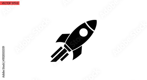 Minimalist Black Rocket Icon for Space and Technology Themes