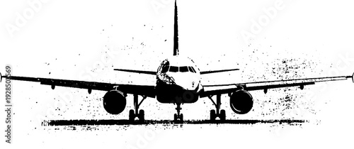 Abstract stencil style airplane side view design for aviation art and decor