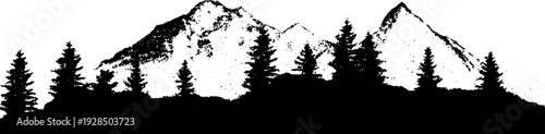 Alpine ridge skyline stencil in high contrast for nature and adventure design