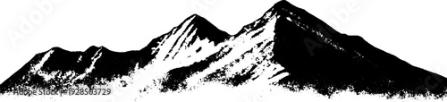 Abstract alpine ridge skyline in high contrast stencil style for design artwork