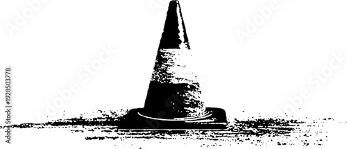 High contrast traffic cone stencil art for design and decoration