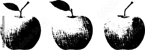 High contrast stencil style apple silhouette design for print and craft projects
