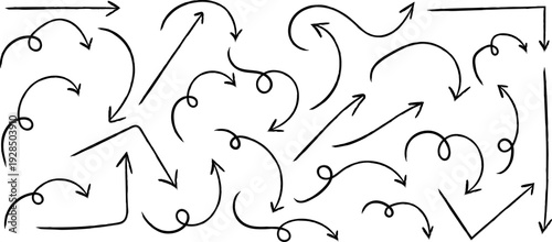 Collection of various black arrows and curved lines 