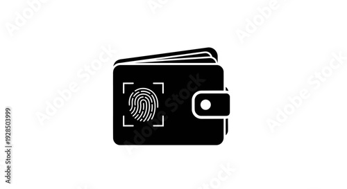 Minimalist Black Wallet with Fingerprint Security Icon