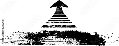 High contrast stencil style arrow up shipping symbol for packaging and logistics design