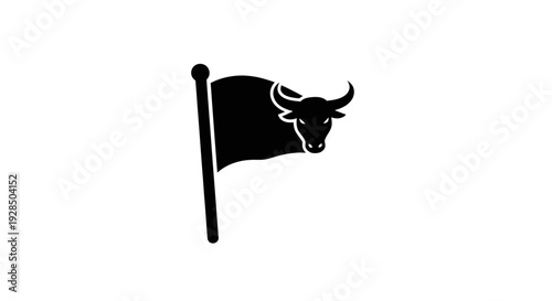 Silhouette of a Black Flag with a Bull Emblem
