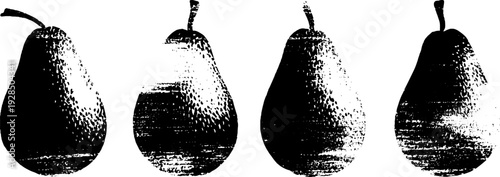 High contrast avocado seed silhouettes in stencil style for retro design