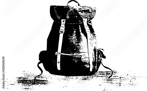 Abstract high contrast stencil icon of hiking backpack