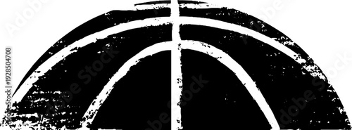 High contrast abstract basketball seam design in stencil style for sports art and decor