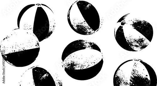 Artistic abstract beach ball seams in high contrast stencil style for creative design