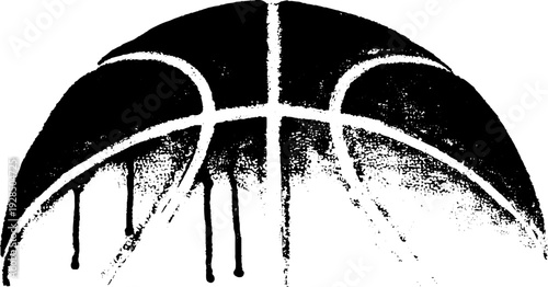 Abstract basketball seam design in high contrast stencil style for creative projects