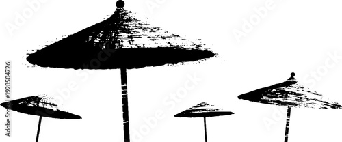 Abstract beach umbrella ribs design in high contrast stencil style for summer decor