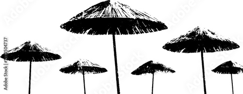 Abstract beach umbrella ribs stencil design in high contrast style for summer posters