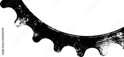 High contrast abstract gear design with bearing race and groove stencil style