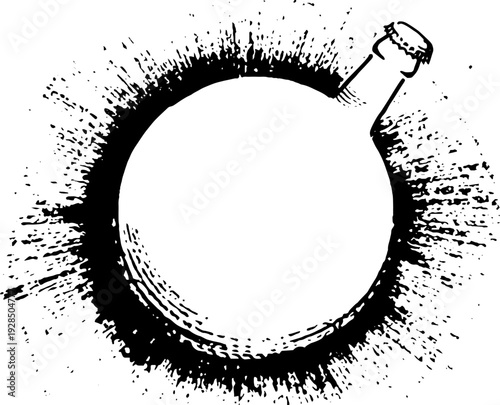 Abstract grunge beer bottle cap in stencil style for retro design