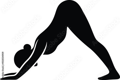 Yoga downward facing dog pose silhouette