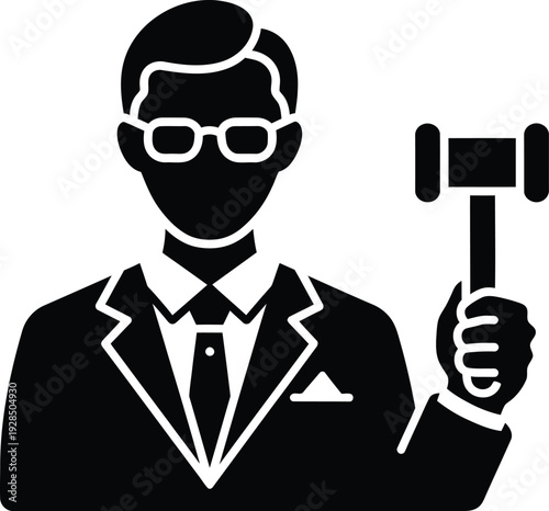 A man in a suit holding a gavel