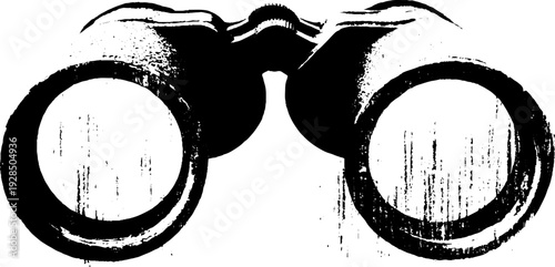 High contrast abstract binocular eyecup ring design in stencil style for posters