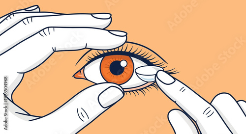 Applying Contact Lens: An Illustration Depicting Eye Care and Visual Health
