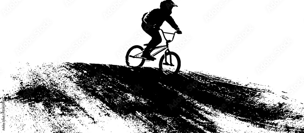 Obraz premium Bmx rider silhouette in high contrast abstract style for dynamic sport design