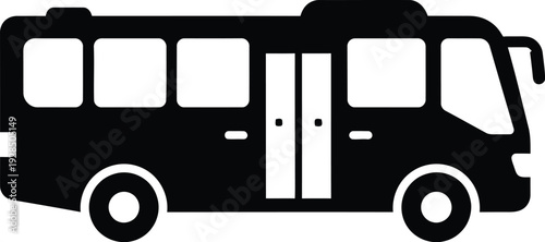 A black silhouette of a city transit bus vehicle