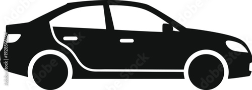 A black silhouette of a four door sedan car