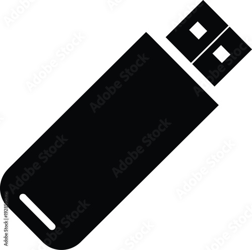 A black usb flash drive on a white background