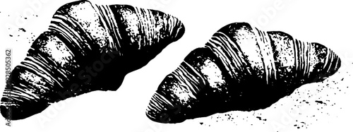 High contrast stencil style breakfast croissant scene for kitchen design