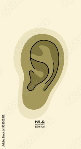 Artistic Representation Of A Human Ear In Abstract Illustration Style For Educational Projects