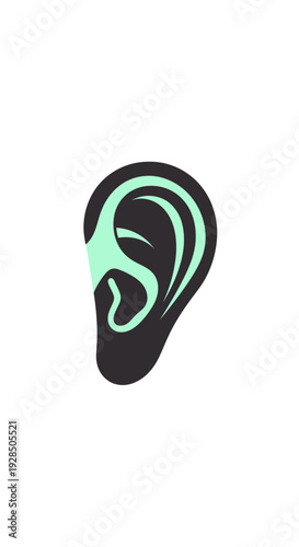 Artistic Representation of An Ear in Simplified Design With Vibrant Color Contrast on White