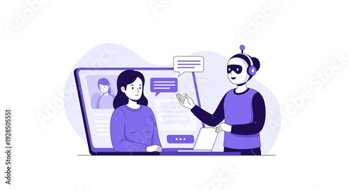 Artificial Intelligence Collaboration and Communication Design Illustration Concept
