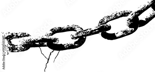 High contrast broken chain link stencil design for industrial themes