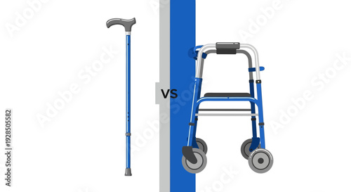 Assistive Devices: Comparative Visual of Walking Cane Versus Mobility Walker