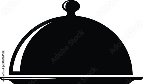 Black and white illustration of a covered serving dish