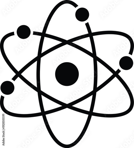 Simple black and white atomic structure diagram