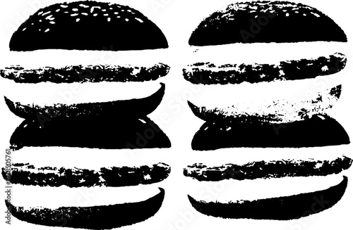High contrast stencil style burger wrapper design for fast food branding