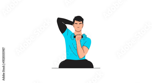 Athlete Lifting Dumbbell During Workout Depicted In Modern Flat Vector Illustration