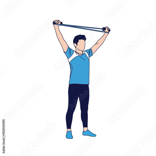 Athlete Performing Exercise with Resistance Band for Upper Body Strength Training Practice