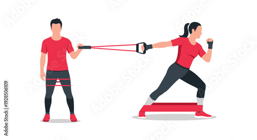 Athletic Individuals Engaging In Resistance Band Exercises For Enhanced Physical Fitness
