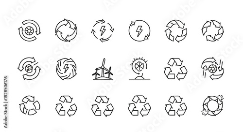 Renewable energy icons. Ecology and recycle concept
