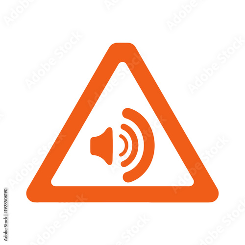 Audio Alert Icon Inside Orange Triangle: A Digital Sound Warning Symbol Illustration