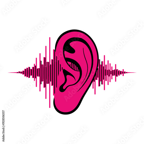 Auditory Perception: Conceptual Illustration of Sound Waves Interacting With the Human Ear