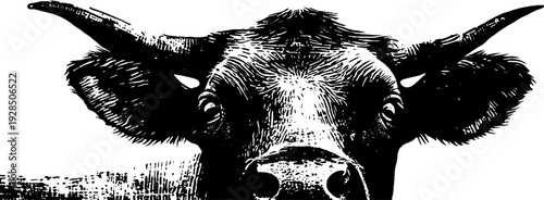 Vintage cattle ear tag in stencil style with high contrast grunge design