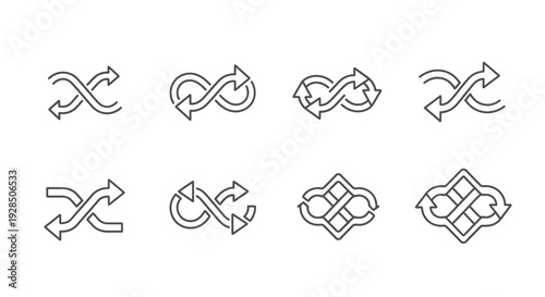 Shuffle icon set. Random vector arrows collection.