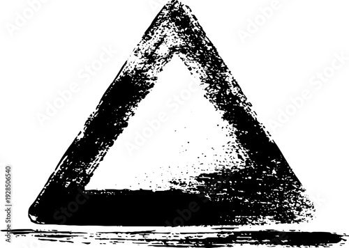 High contrast caution floor sign in stencil style with reflection effect