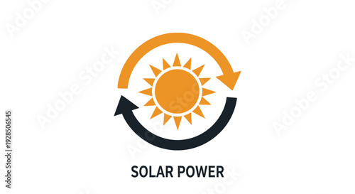Solar power icon with sun and arrows